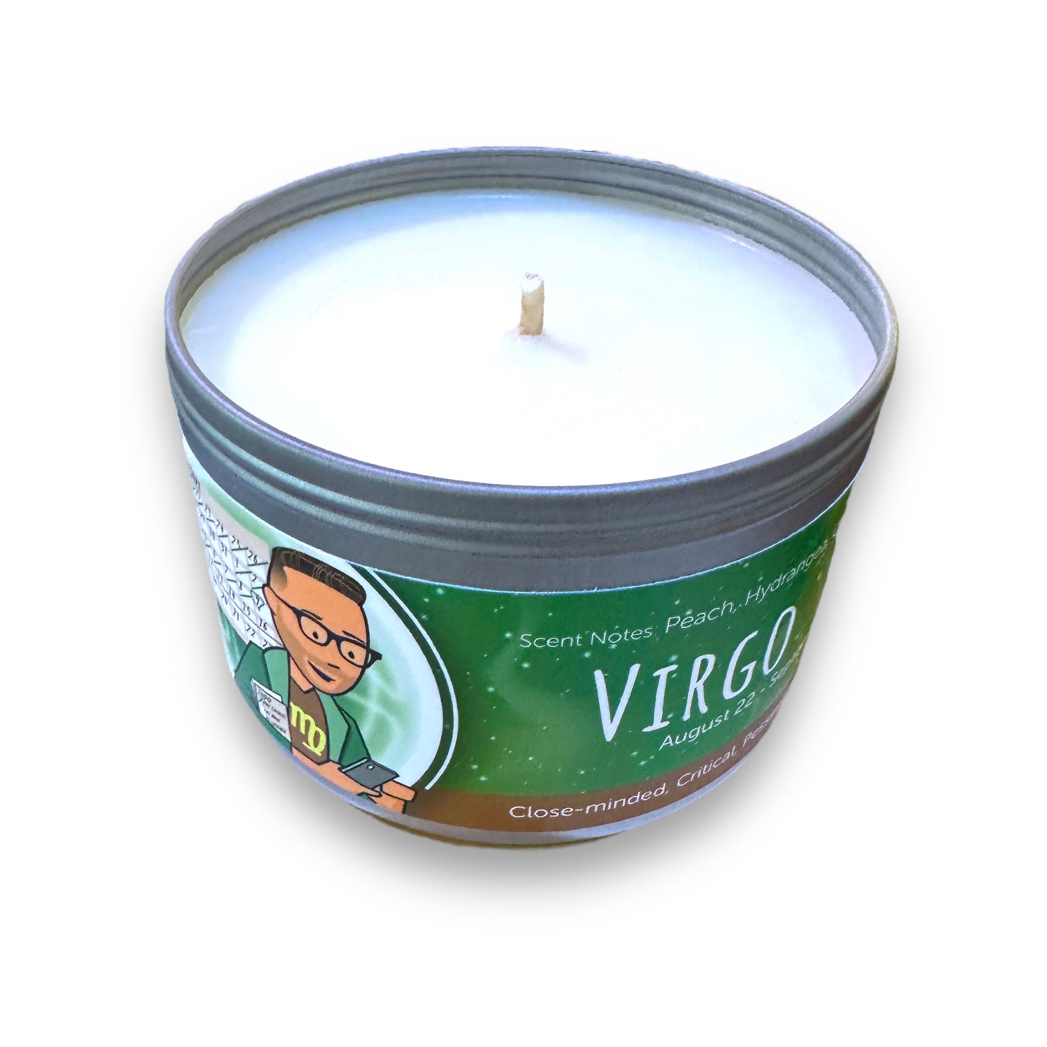 Virgo Zodiac Candle - Peach, Hydrangea, Cherry Blossom, Vanilla - 16-oz - Mellow Monkey