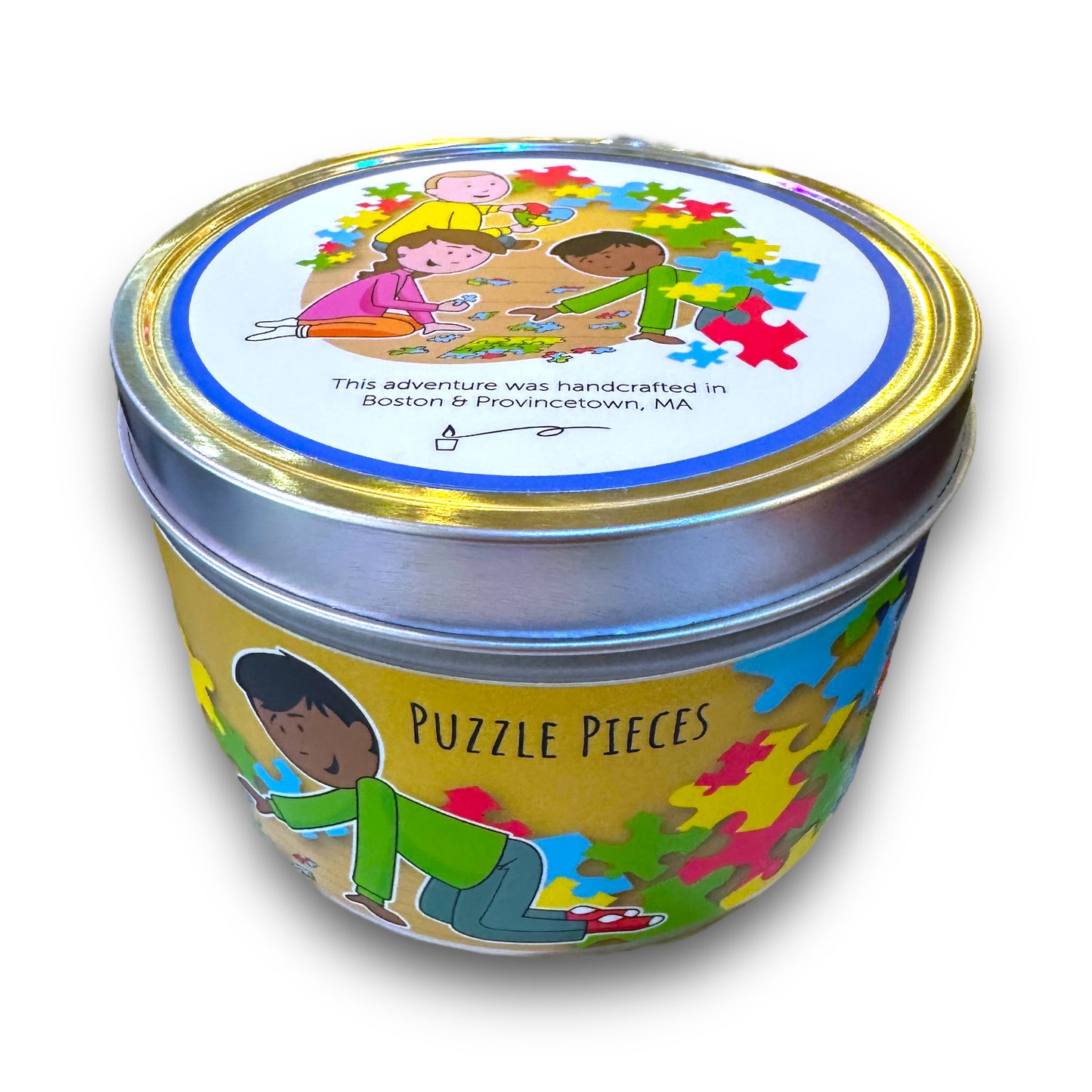 Puzzle Pieces Candle - Apple, Rose, Lilly and Amber- 16-oz - Mellow Monkey