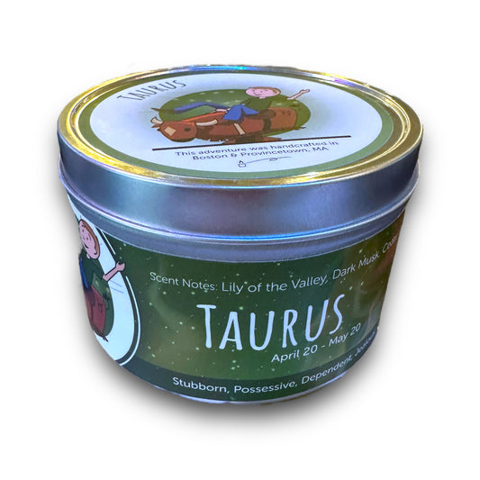 Taurus Zodiac Candle - Lily Of The Valley, Dark Musk, Cedar and Patchouli - 16-oz - Mellow Monkey