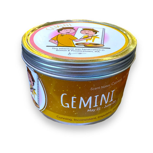 Gemini Zodiac Candle - Cypress, Fir, Plum, Amber - 16-oz - Mellow Monkey