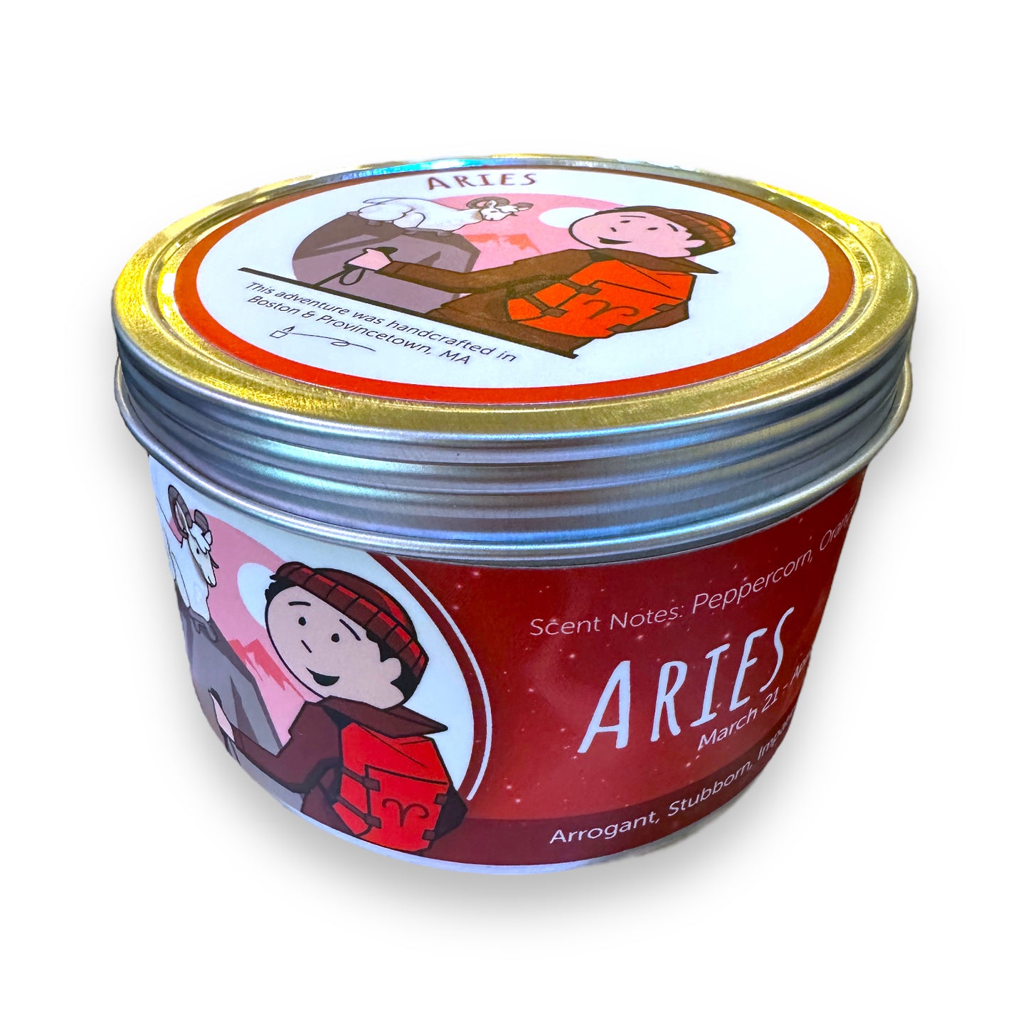 Aries Zodiac Candle - Peppercorn, Orange Zest, Sandalwood, Sea Salt, Leather- 16-oz - Mellow Monkey