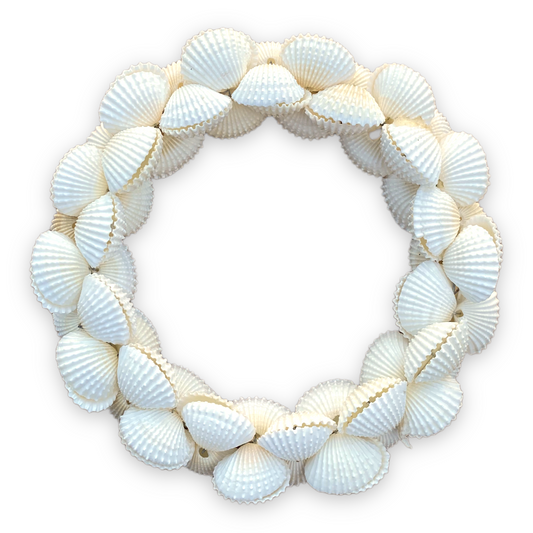 Glittered White Arc Shell Wreath Ornament - 4-in - Mellow Monkey