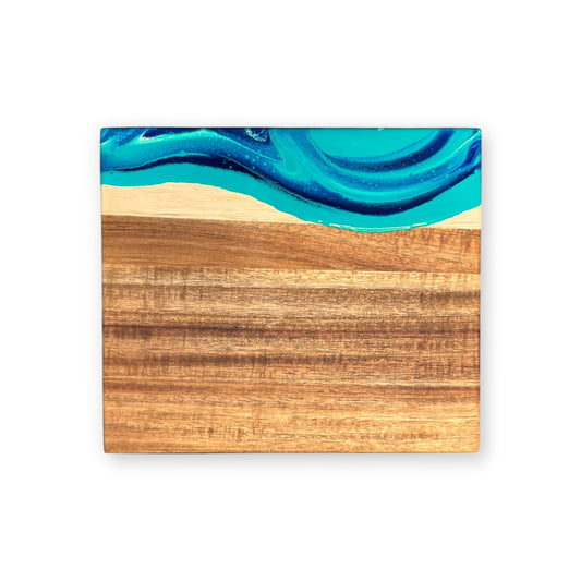 Mini Acacia Cheese Board - Aqua Green/Navy/White - Mellow Monkey