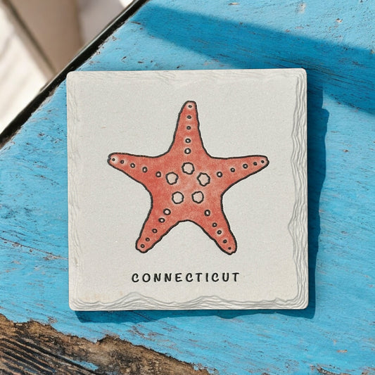 Starfish - Ceramic Connecticut Coaster - 4-1/4-in - Mellow Monkey