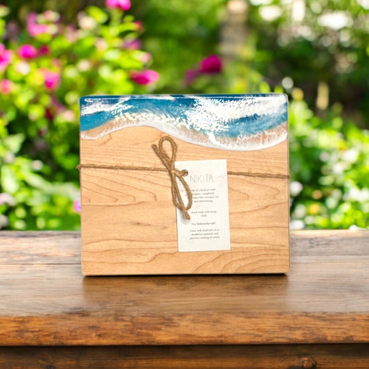 Maldives - Mini Maple Wood Cheese Board - 8-in x 7-in - K - Mellow Monkey