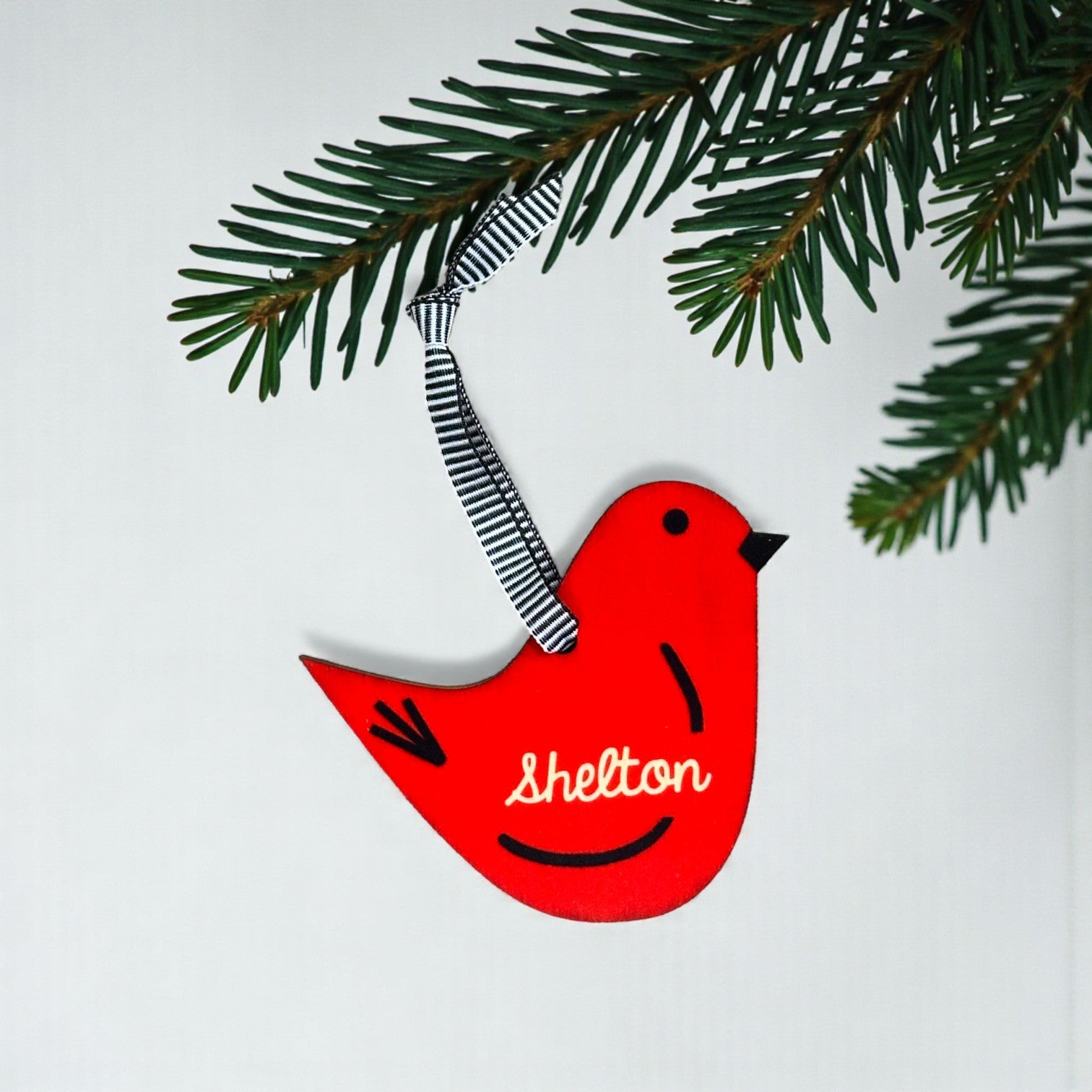 Shelton / Red - Bird Wood Christmas Ornament - Mellow Monkey