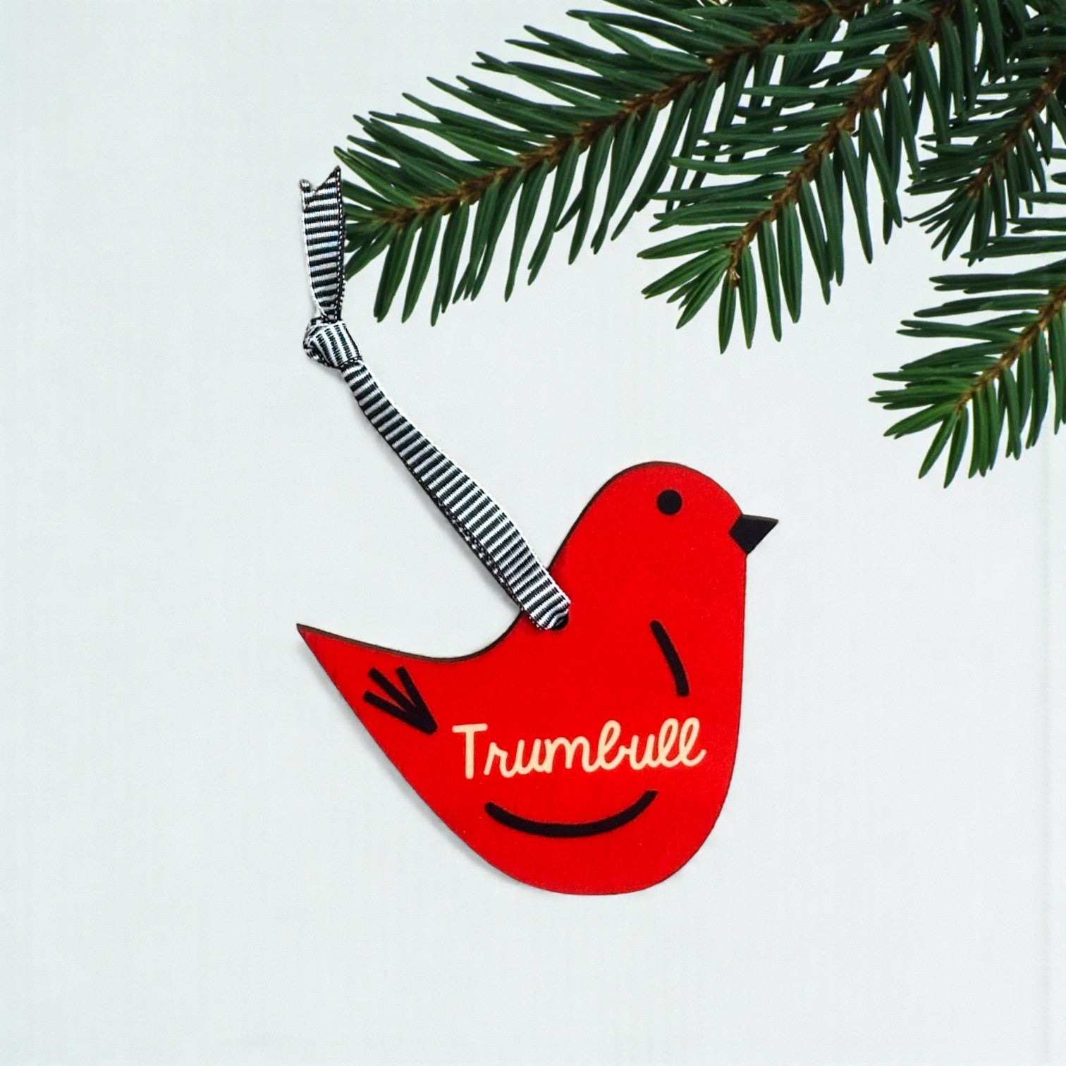 Trumbull / Red - Bird Wood Christmas Ornament - Mellow Monkey