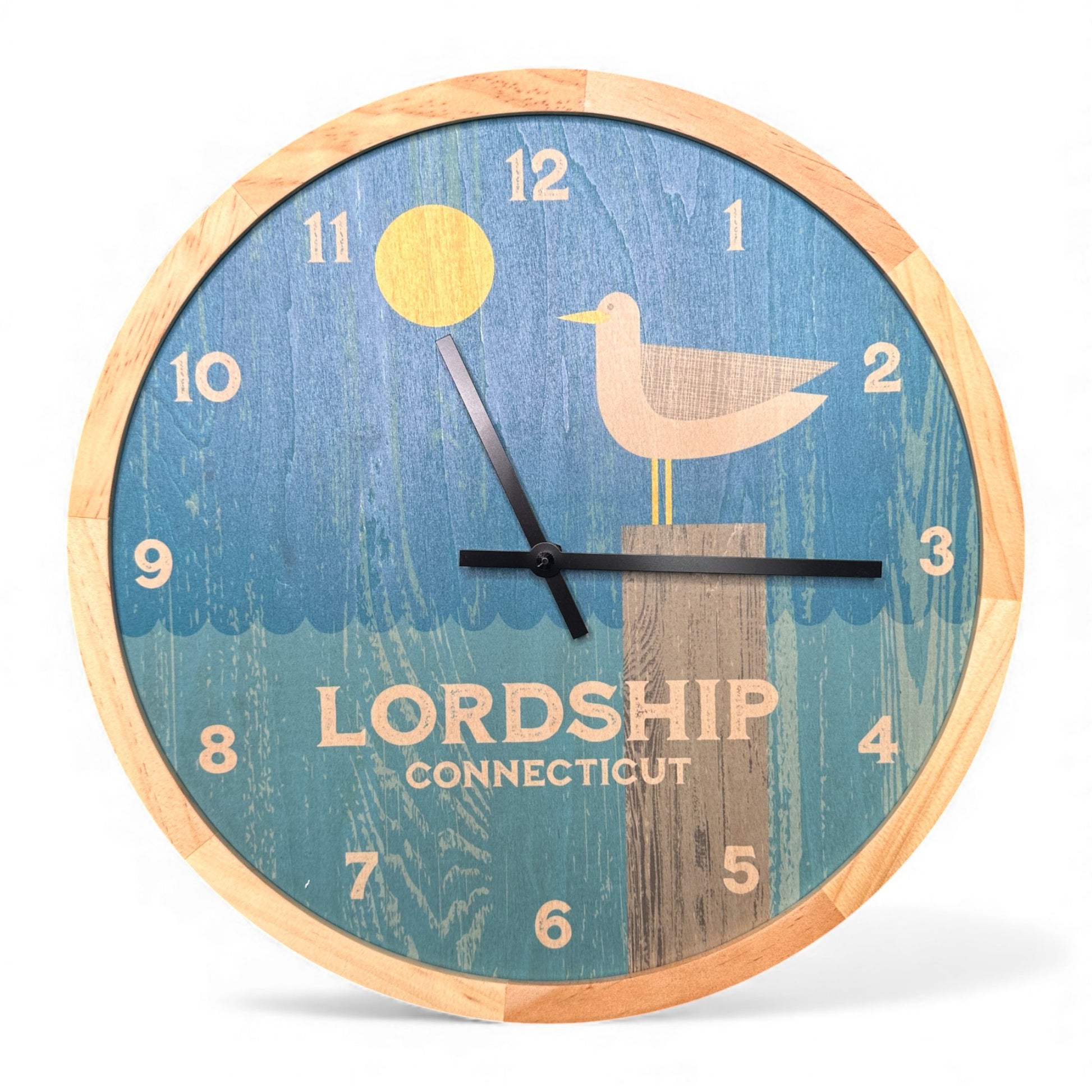 Lordship Connecticut Seagull Wall Clock - 12-in - Mellow Monkey