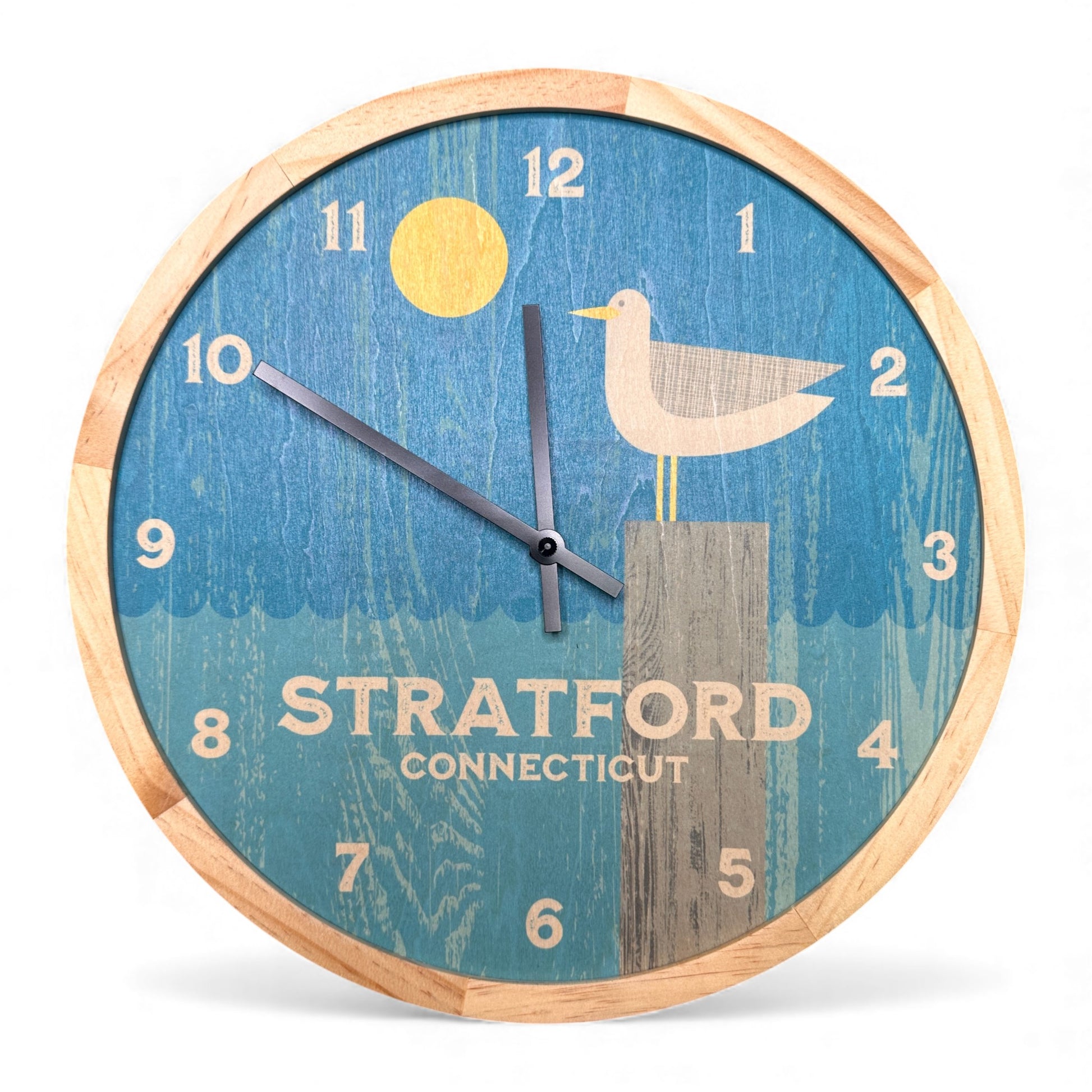 Stratford Connecticut Seagull Wall Clock - 12-in - Mellow Monkey