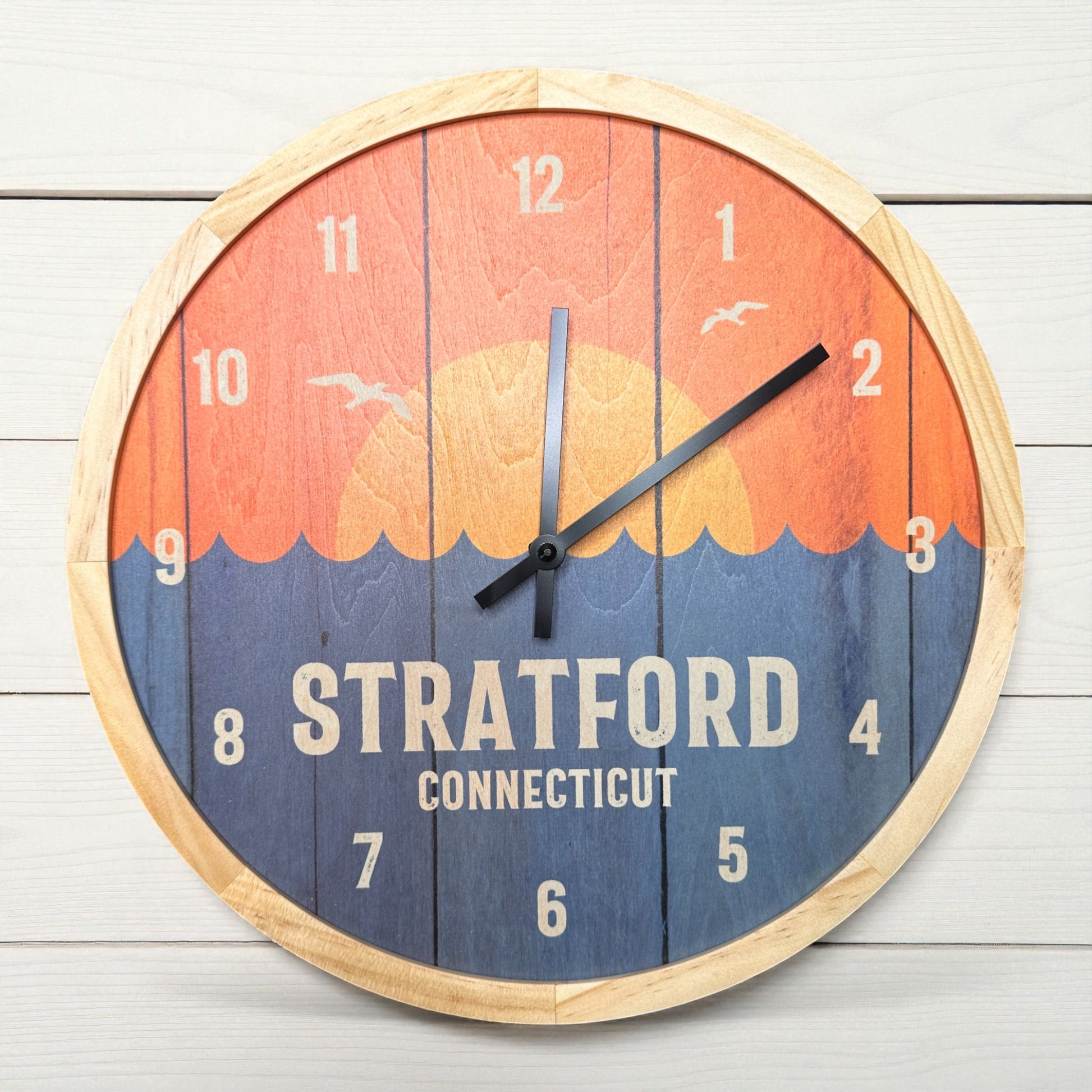 Stratford Connecticut Sunrise Wall Clock - 12-in - Mellow Monkey