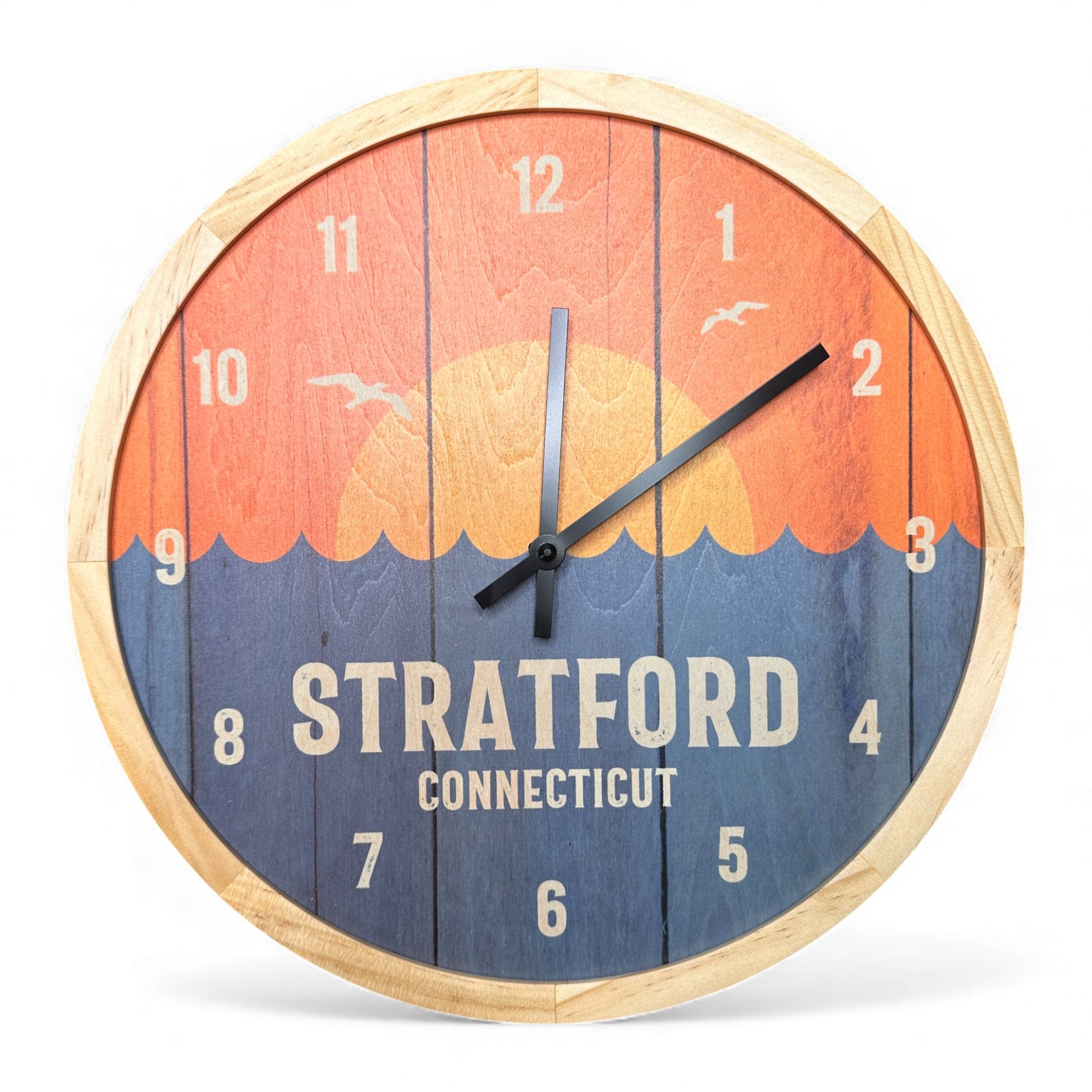 Stratford Connecticut Sunrise Wall Clock - 12-in - Mellow Monkey