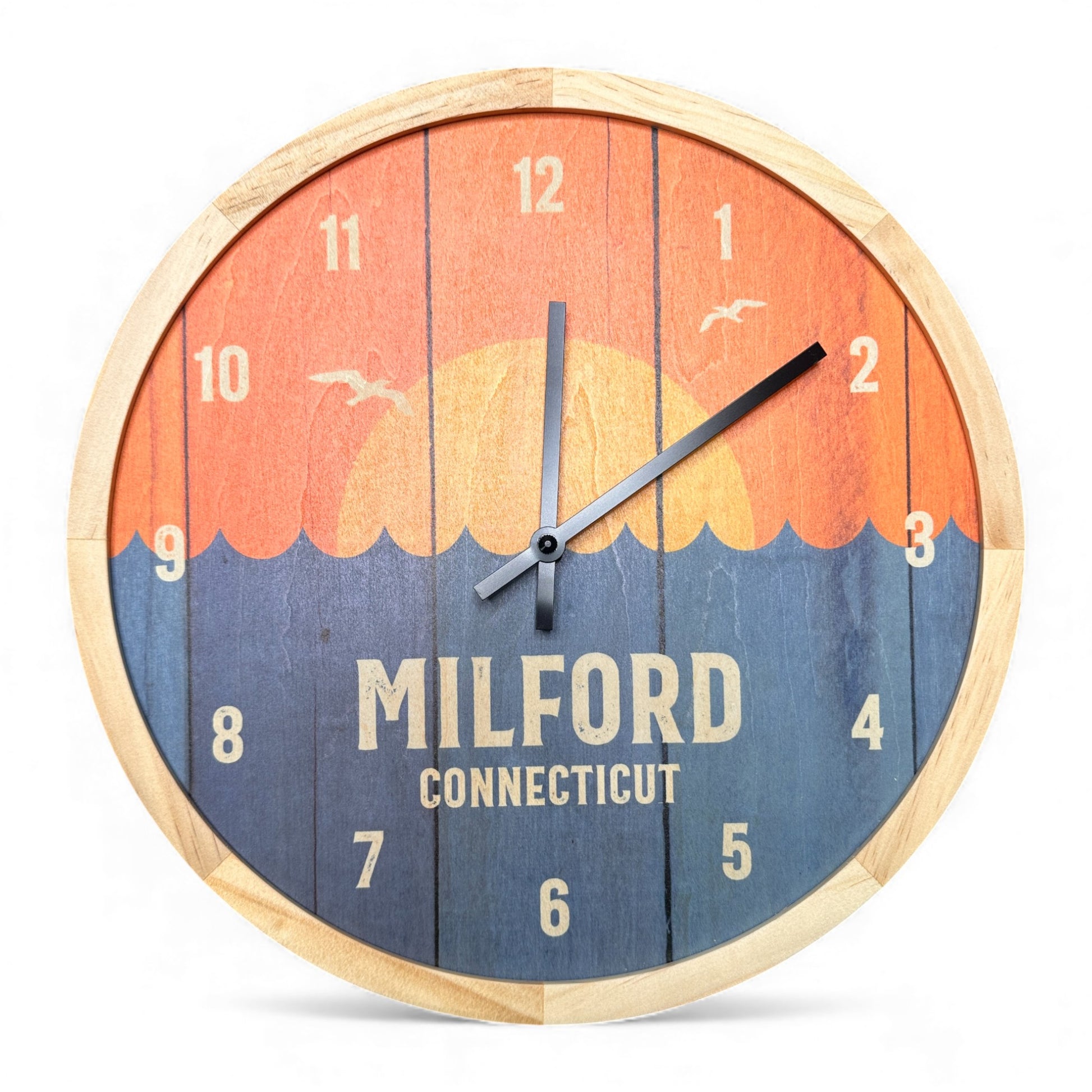Milford Connecticut Sunrise Wall Clock - 12-in - Mellow Monkey