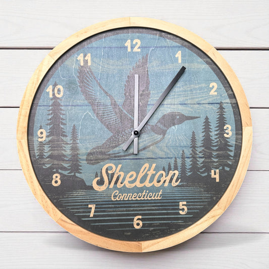 Shelton Connecticut Loon Wall Clock - 12-in - Mellow Monkey