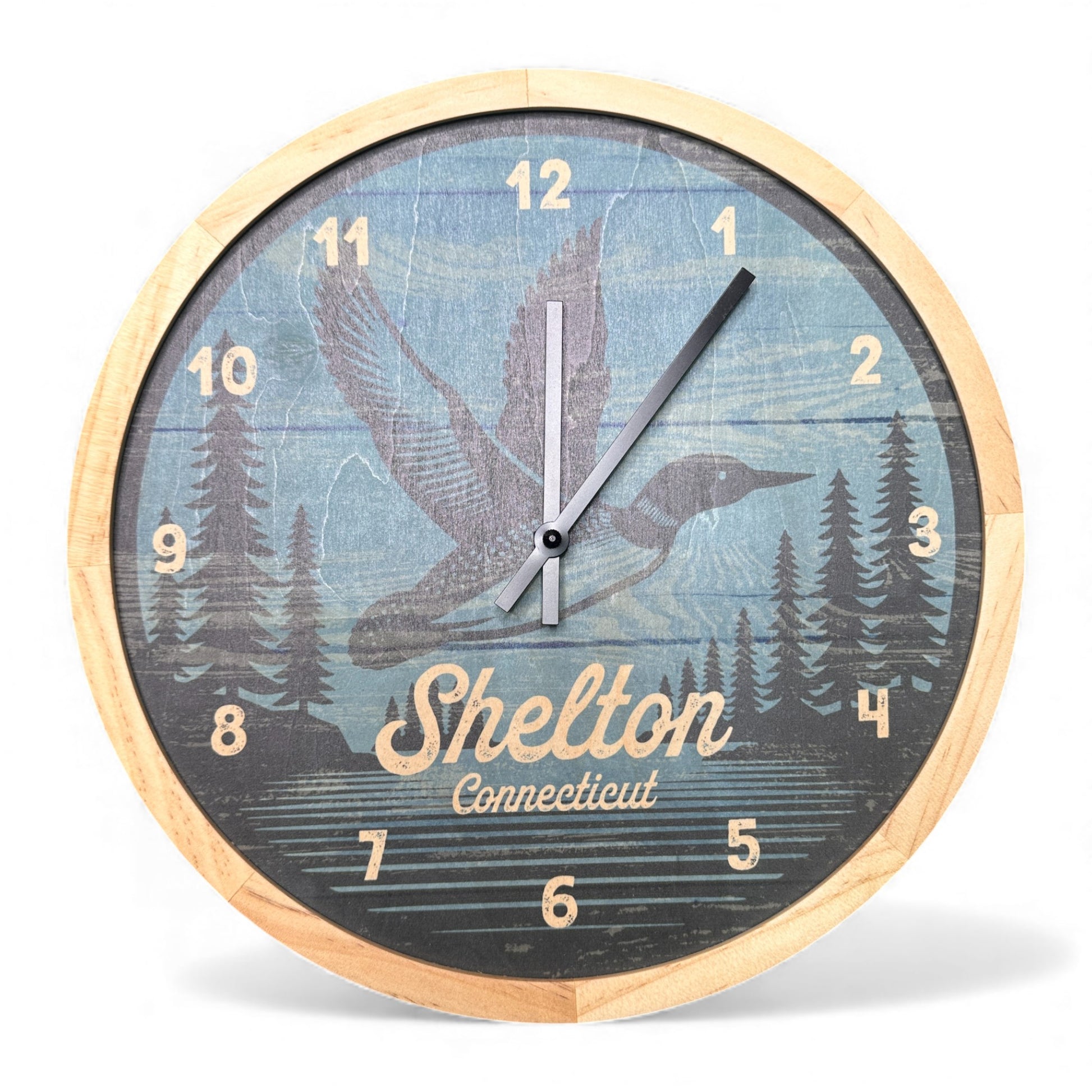 Shelton Connecticut Loon Wall Clock - 12-in - Mellow Monkey