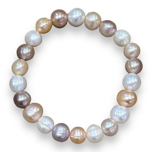 Fresh Water Pearl Stretch Bracelet - Pink White Lavender - Mellow Monkey