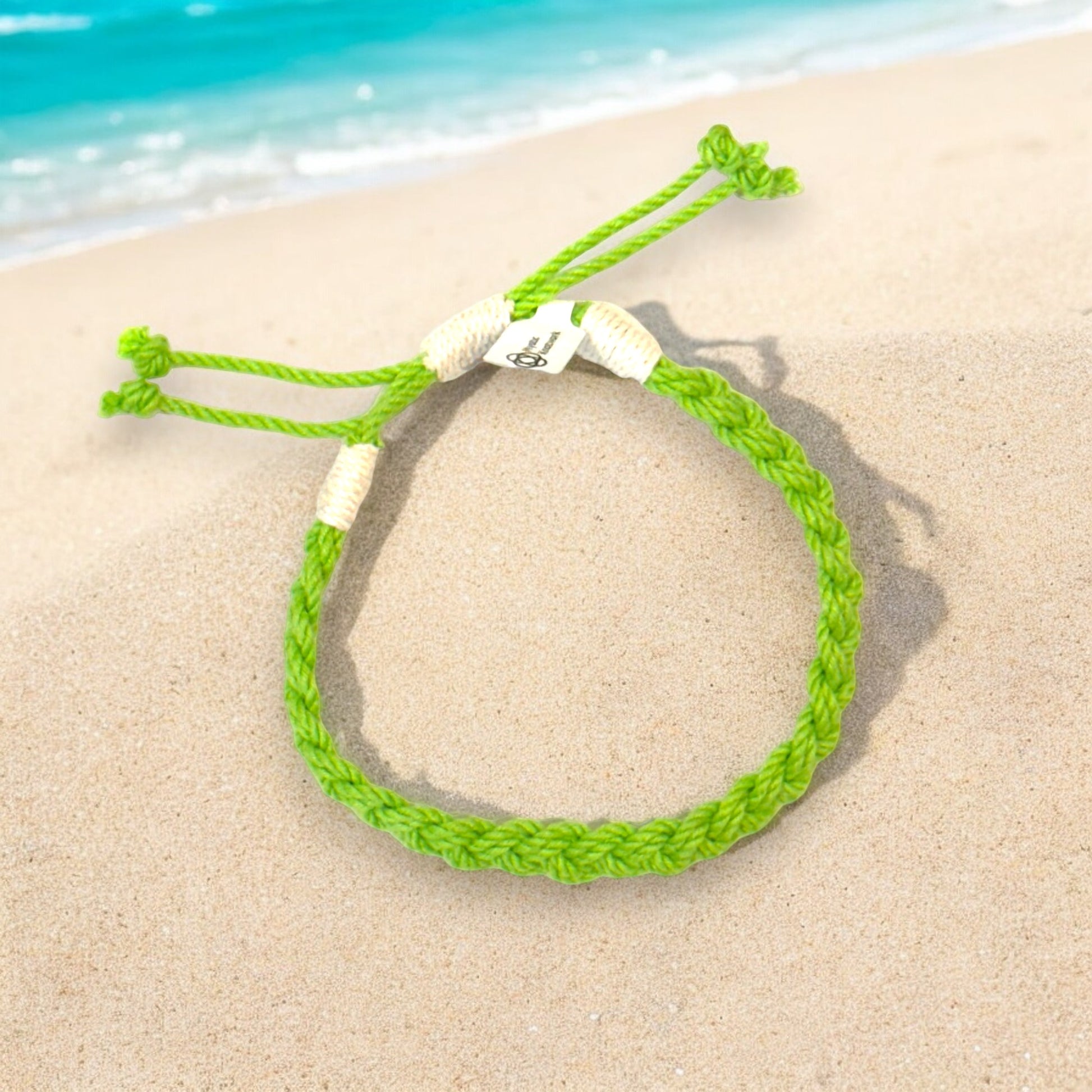 Mystic Knotworks Adjustable Woven Nautical Anklet - Lime - Mellow Monkey