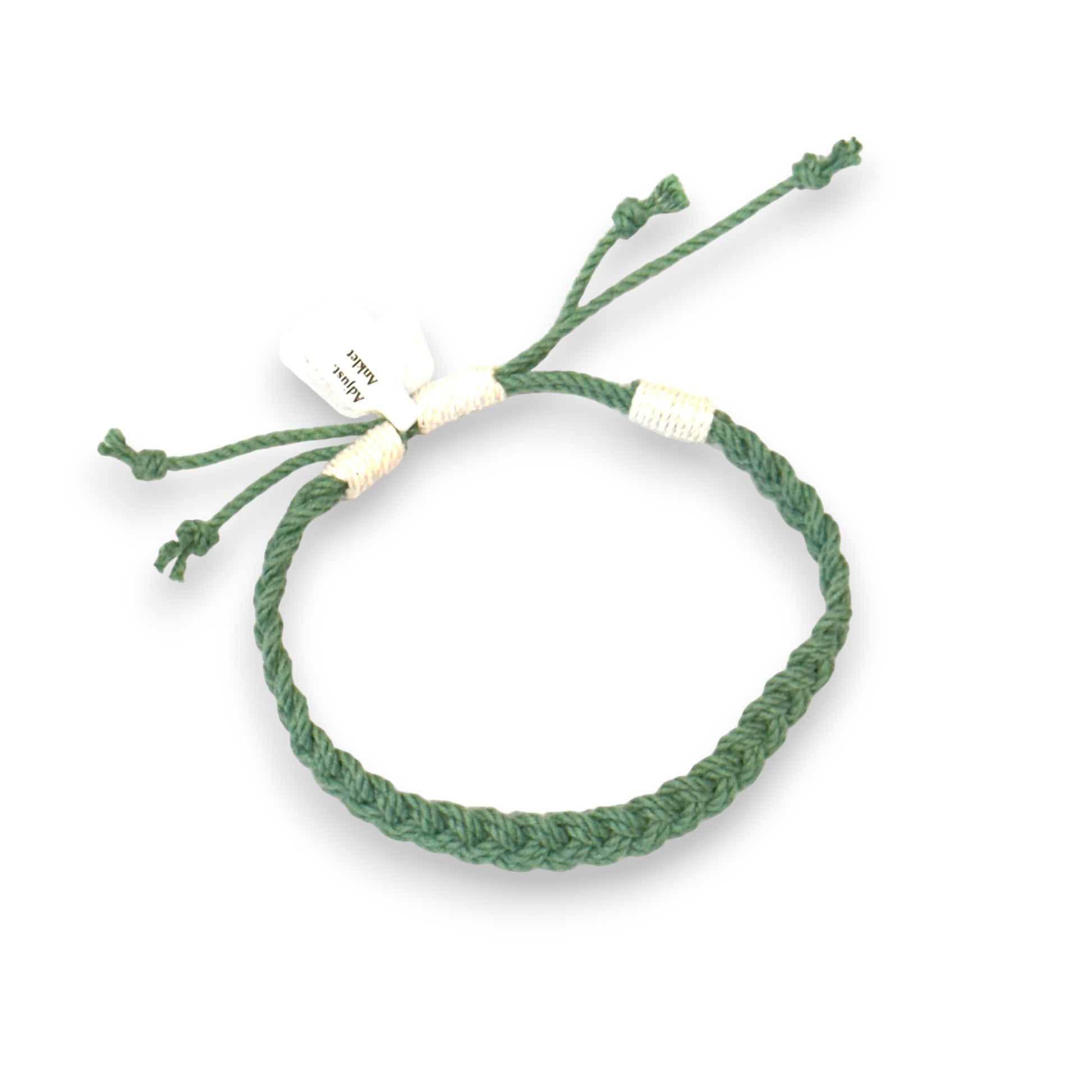 Mystic Knotworks Adjustable Woven Nautical Anklet - Green - Mellow Monkey