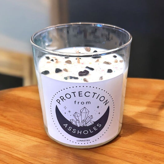 Protection From Assholes - Scented Crystal Soy Candle - Luna Bella - 11-oz. - Mellow Monkey