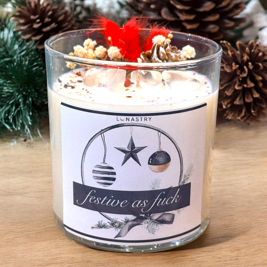 Festive As Fuck - Winter Magic Scented Crystal Soy Candle - 11-oz. - Mellow Monkey