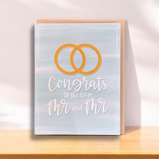 Congrats To The New Mr. and Mr. - Wedding Engagement Greeting Card - Mellow Monkey