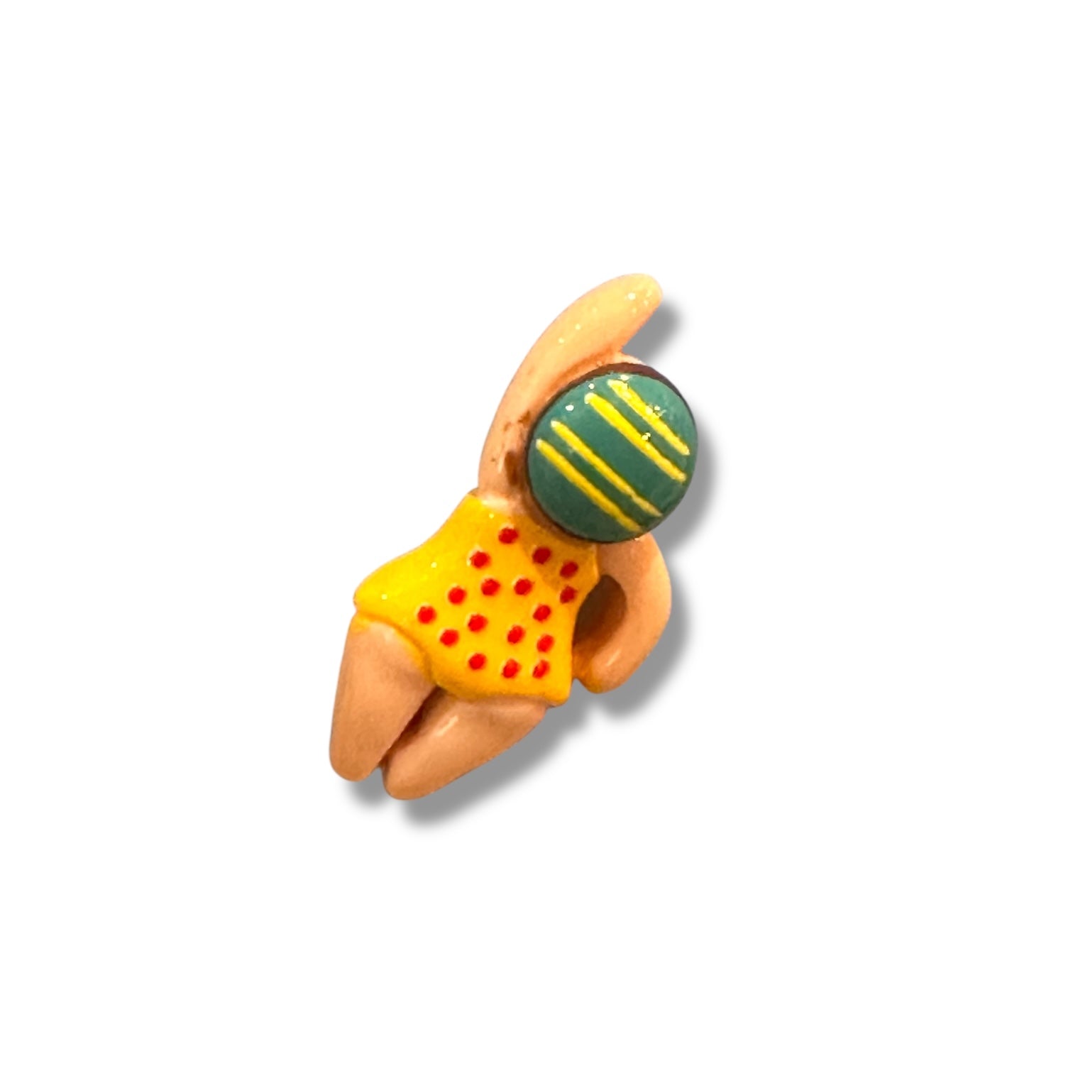 Mini Yellow Polka Dot Swimmer Fridge Magnet - 1-in - Mellow Monkey