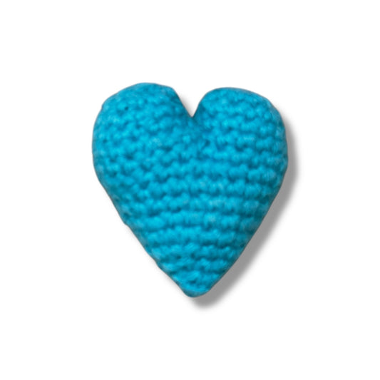Crocheted Mini Heart 1-1/4-in - Aqua Blue - Mellow Monkey