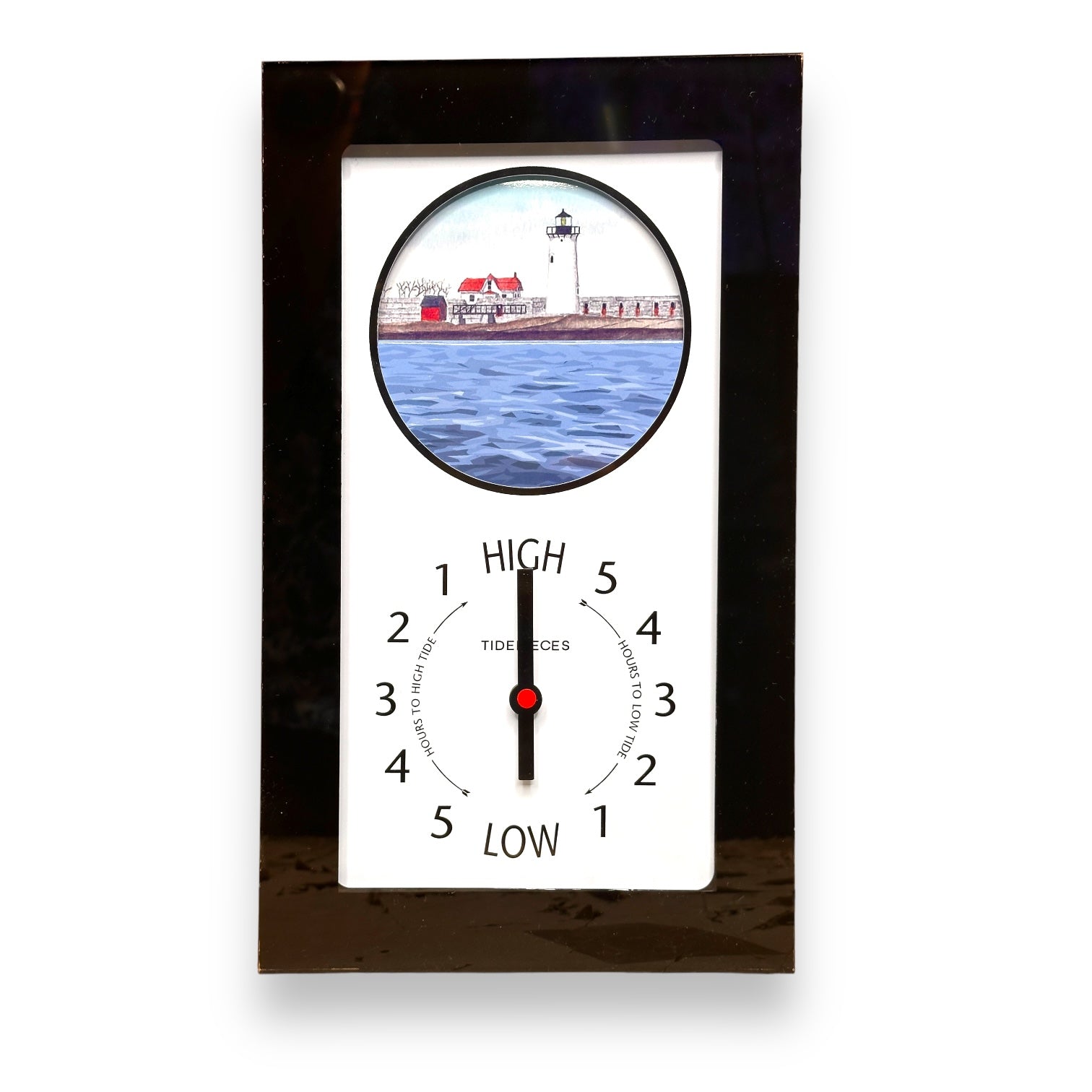 Tidepieces - Portsmouth Harbor Light Tide Clock - Black Flat Panel - Mellow Monkey