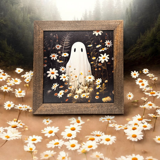 Ghost Amongst The Daisies - Framed Print - 7-in - Mellow Monkey