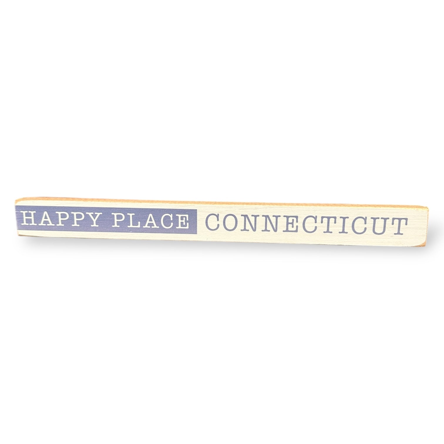 Happy Place Connecticut - Skinny Wood Shelf Sitter - 15-3/4-in - Mellow Monkey