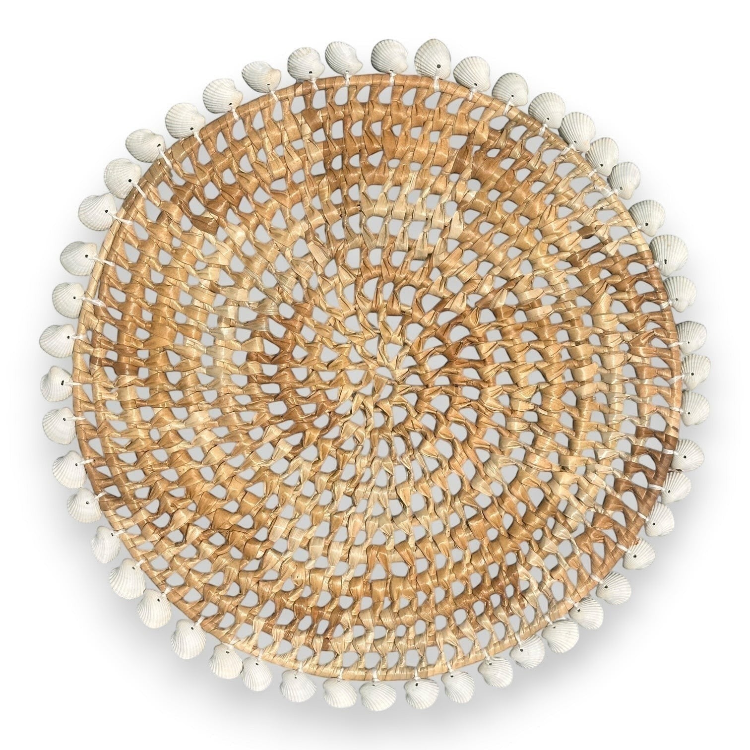 Panda Woven Round Placemat with Clam Rose Edge - 13-in - Mellow Monkey