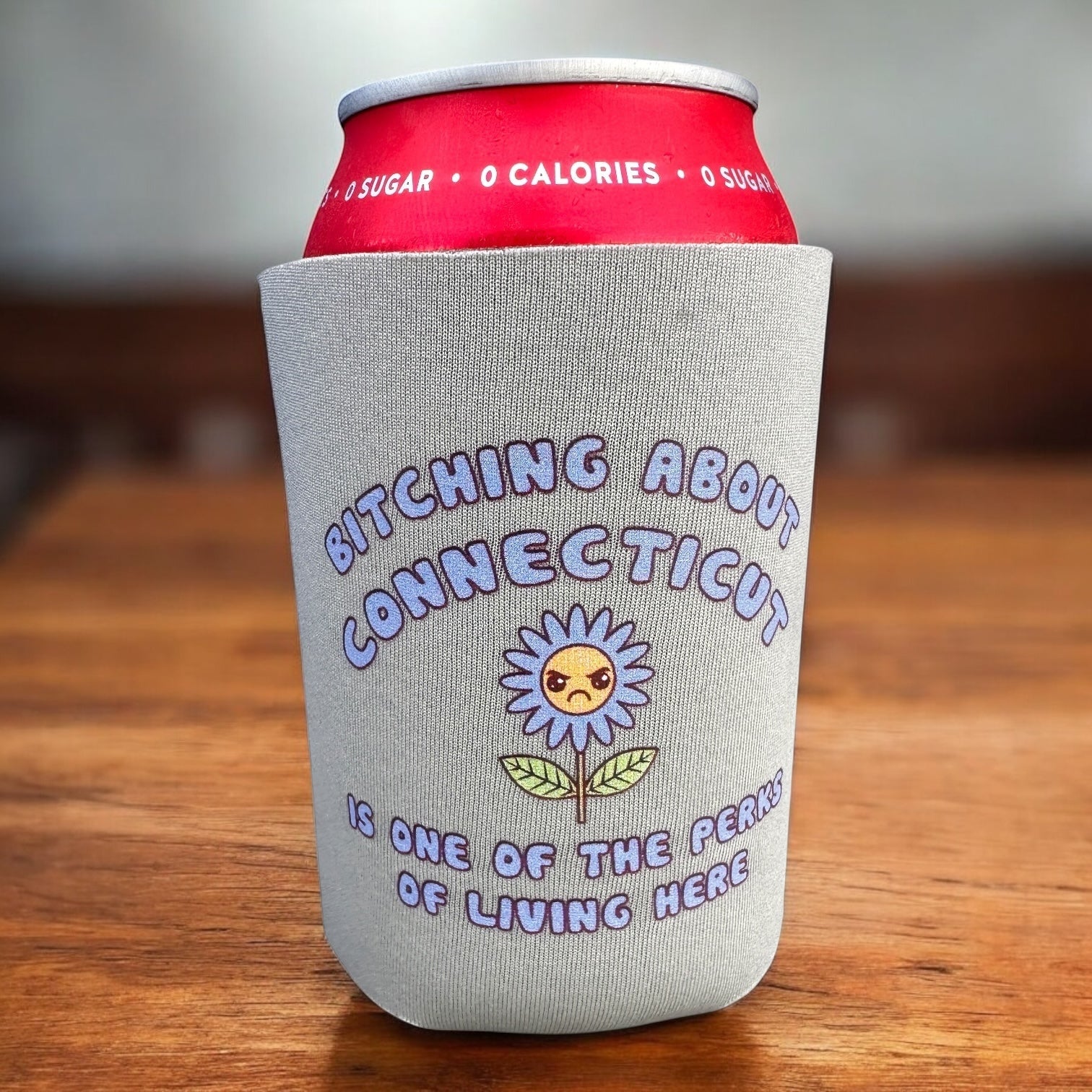 Bitching About Connecticut is One of the Perks - Can Cooler - Gray - Mellow Monkey