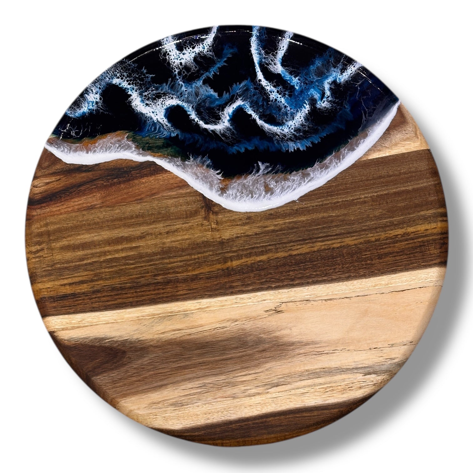 Acacia Wood Lazy Susan - Deep Blue - 16-in - G - Mellow Monkey