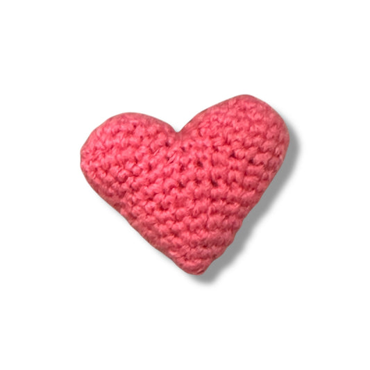 Crocheted Mini Heart 1-1/4-in - Salmon - Mellow Monkey
