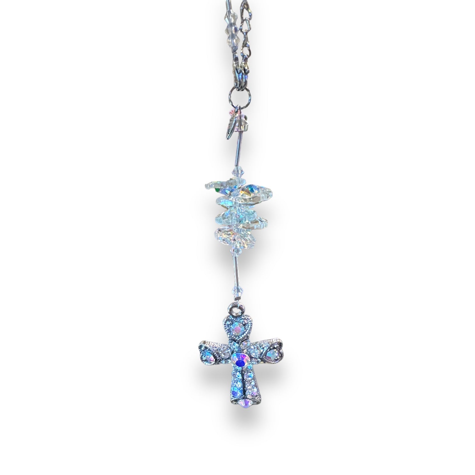 Cross Clear Iridescent Crystal Suncatcher - Mellow Monkey