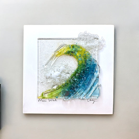 Mini Wave Handmade Glass Wall / Shelf Art - 6-in - A - Mellow Monkey