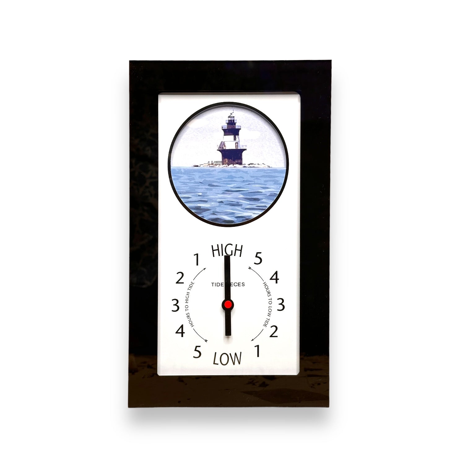 Tidepieces - Peck Ledge Light Norwalk Tide Clock - Black Flat Panel - Mellow Monkey