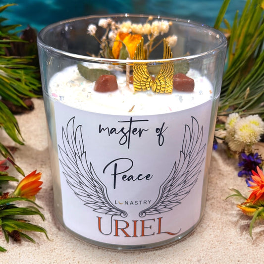 Archangels Soy Candle- Uriel Master Of Peace- Scented Crystal Soy Candle - Luna Bella - 11-oz. - Mellow Monkey