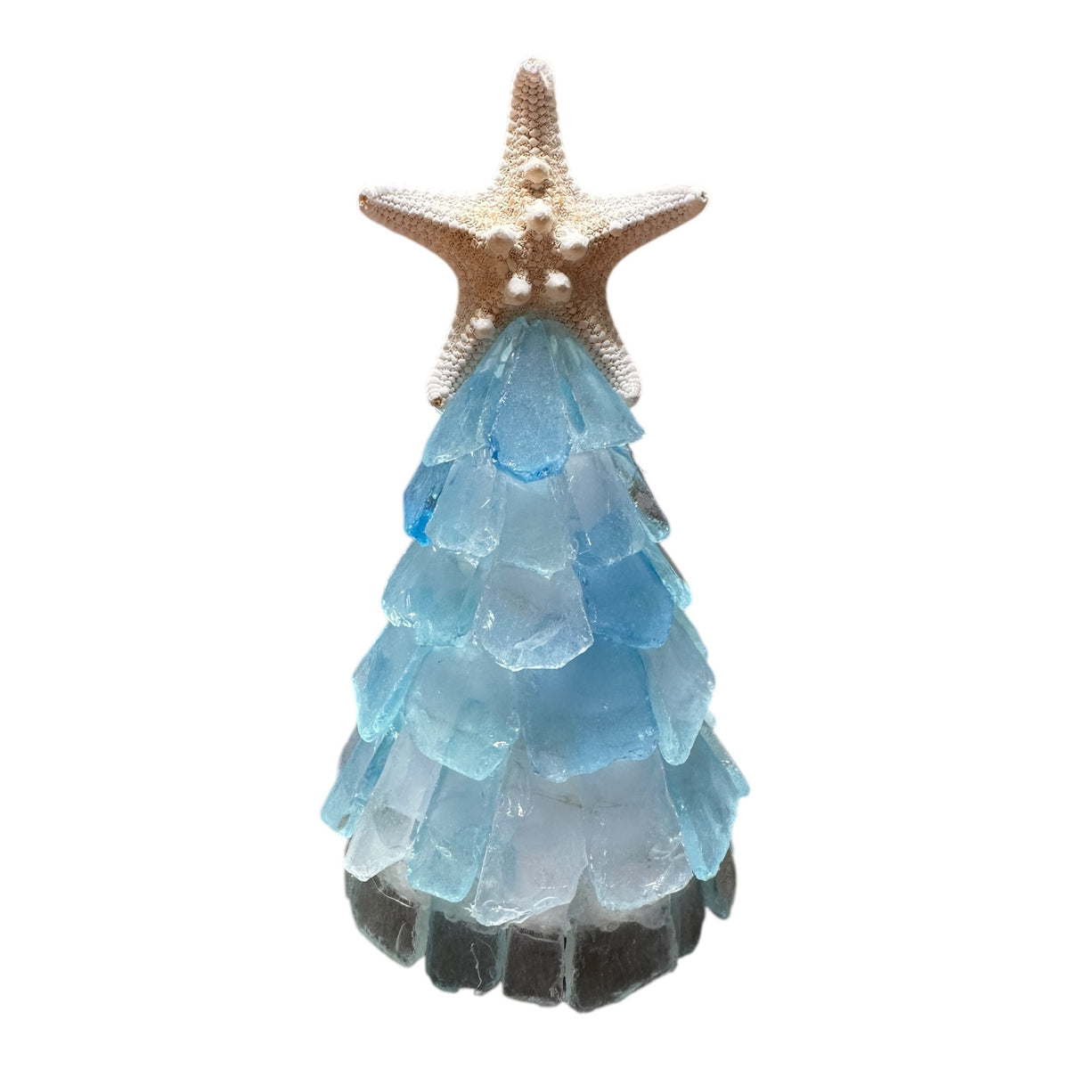 Sea Glass Christmas Tree Real Starfish with Lights - 6 In. - Ocean Mix - Mellow Monkey