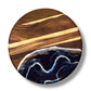 Acacia Wood Lazy Susan - Deep Blue- 16-in - A