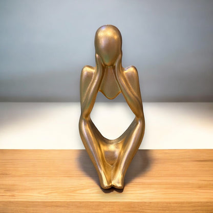 Abstract Thinker Minimalist Statue - Gold - 5-in