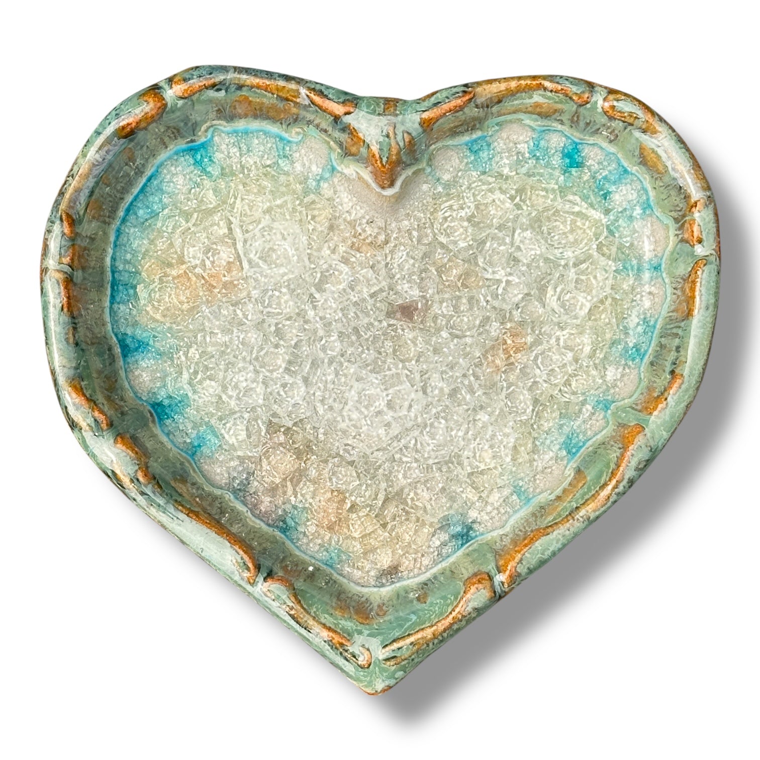 Down To Earth Pottery - Artisan Hand Made Glazed Pottery - Large Heart Dish - Mellow Monkey