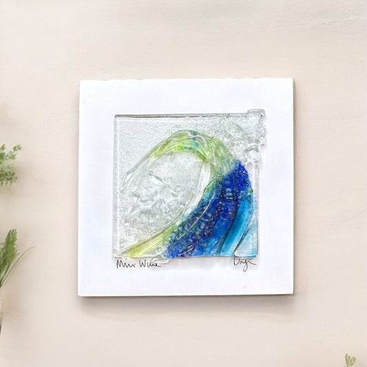 Mini Wave Handmade Glass Wall / Shelf Art - 6-in - D - Mellow Monkey