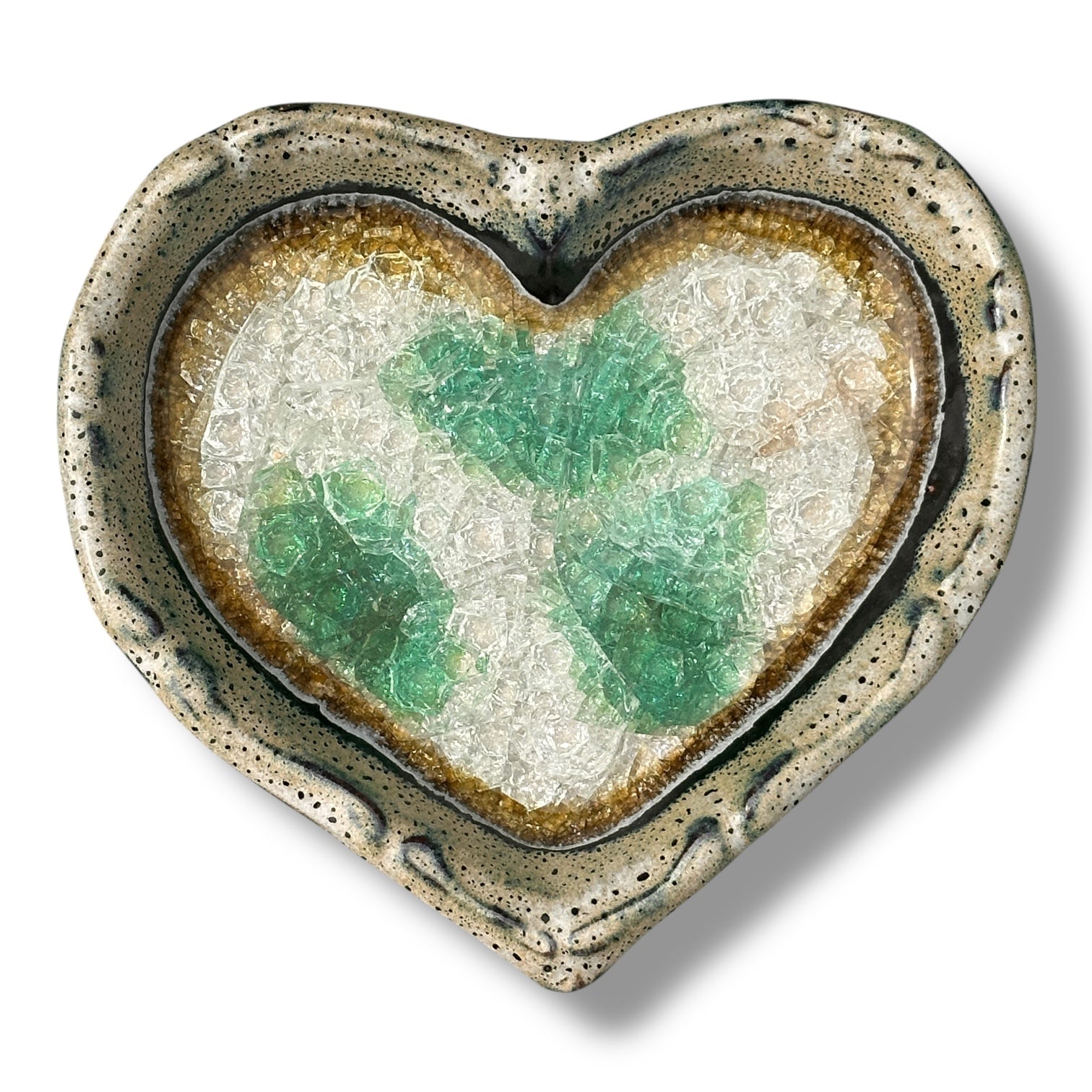 Down To Earth Pottery - Artisan Hand Made Glazed Pottery - Large Heart Dish - Mellow Monkey