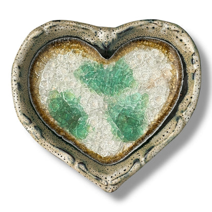 Down To Earth Pottery - Artisan Hand Made Glazed Pottery - Large Heart Dish - Mellow Monkey