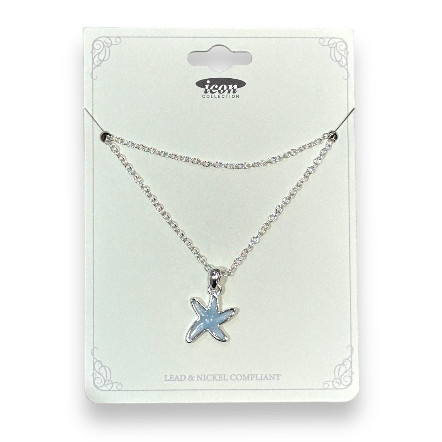 Starfish Glass Inlay Pendant Necklace - 16-in Extendable - Mellow Monkey