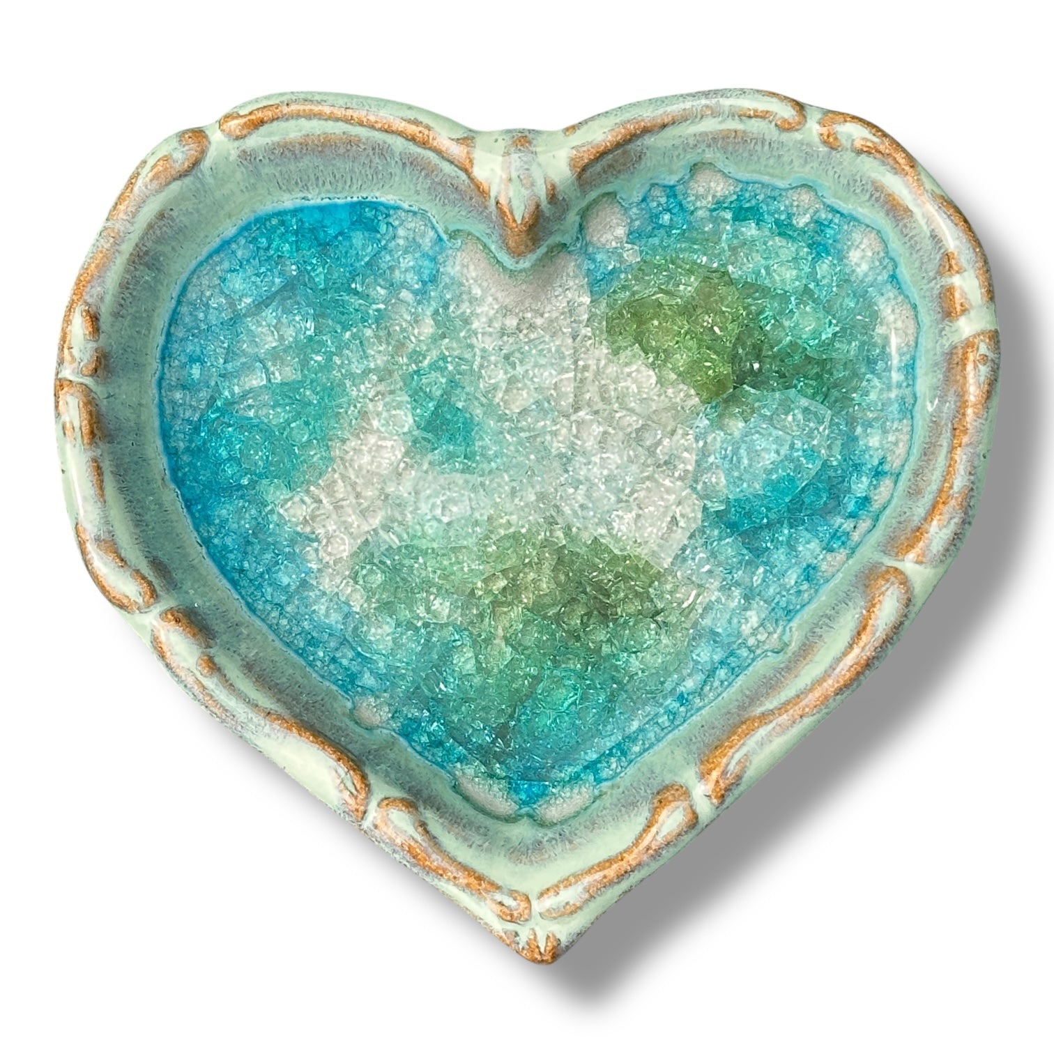 Down To Earth Pottery - Artisan Hand Made Glazed Pottery - Large Heart Dish - Mellow Monkey