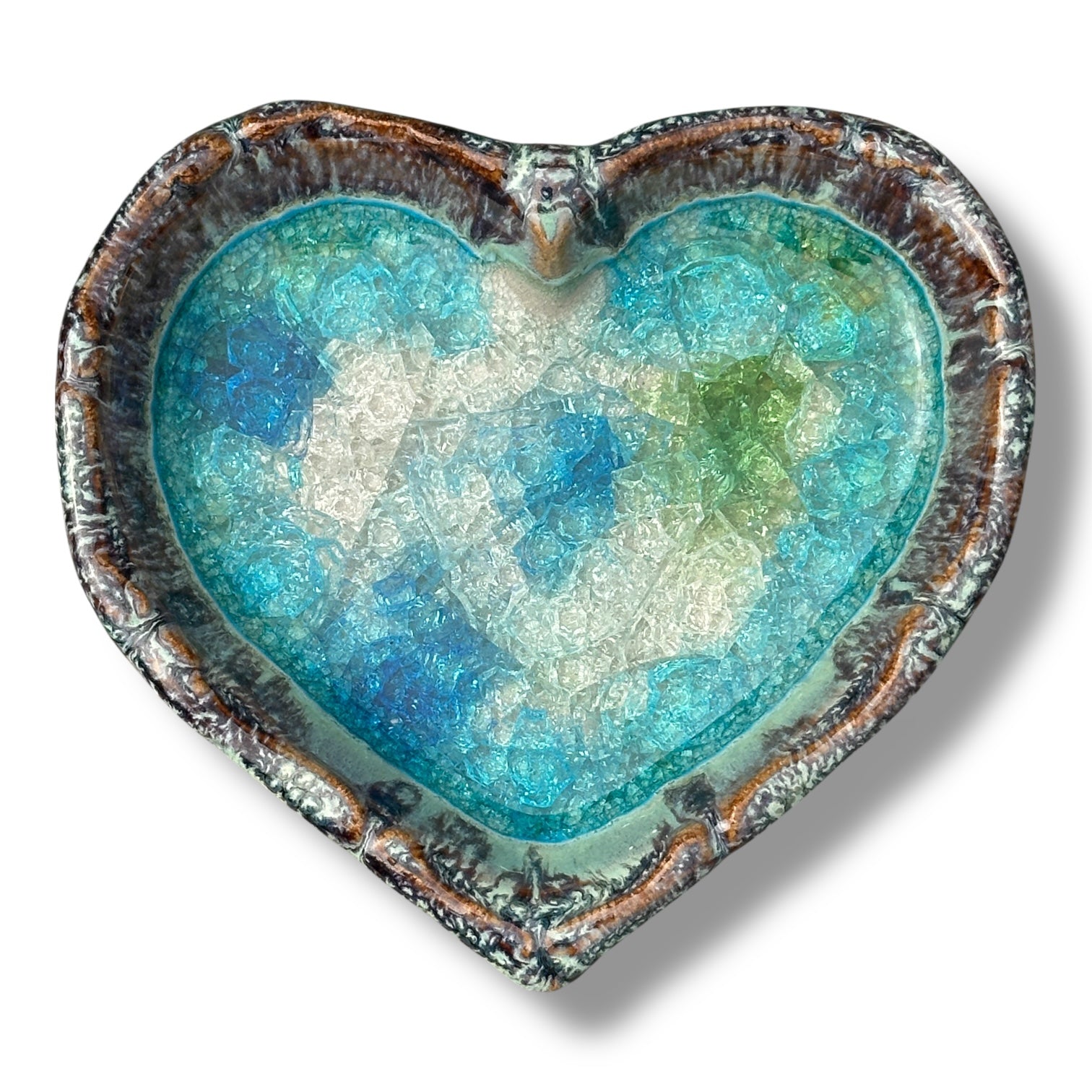 Down To Earth Pottery - Artisan Hand Made Glazed Pottery - Large Heart Dish - Mellow Monkey