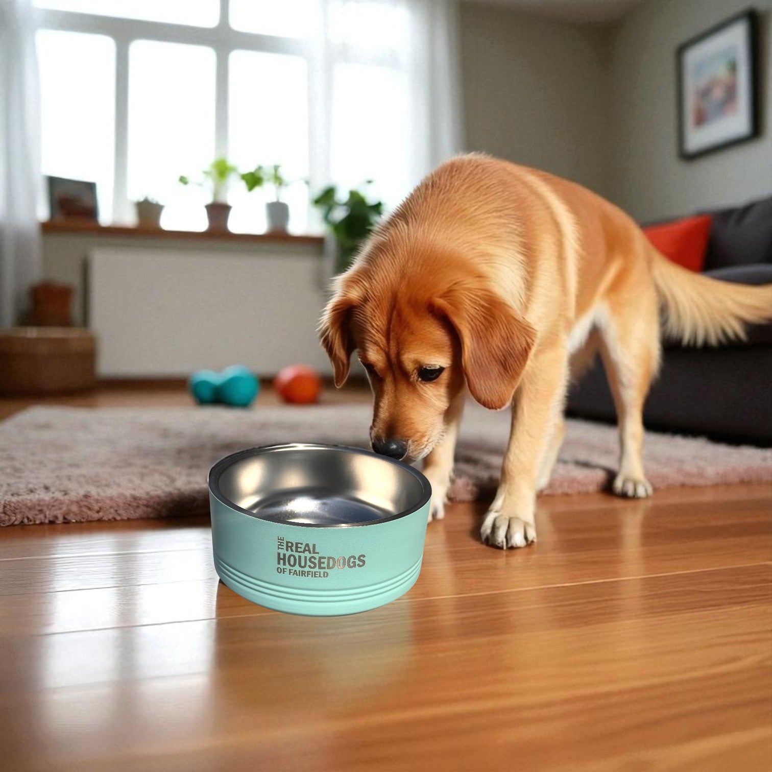 The Real Housedogs of Fairfield- Pet Food Bowl - Teal- 32 oz. - Mellow Monkey