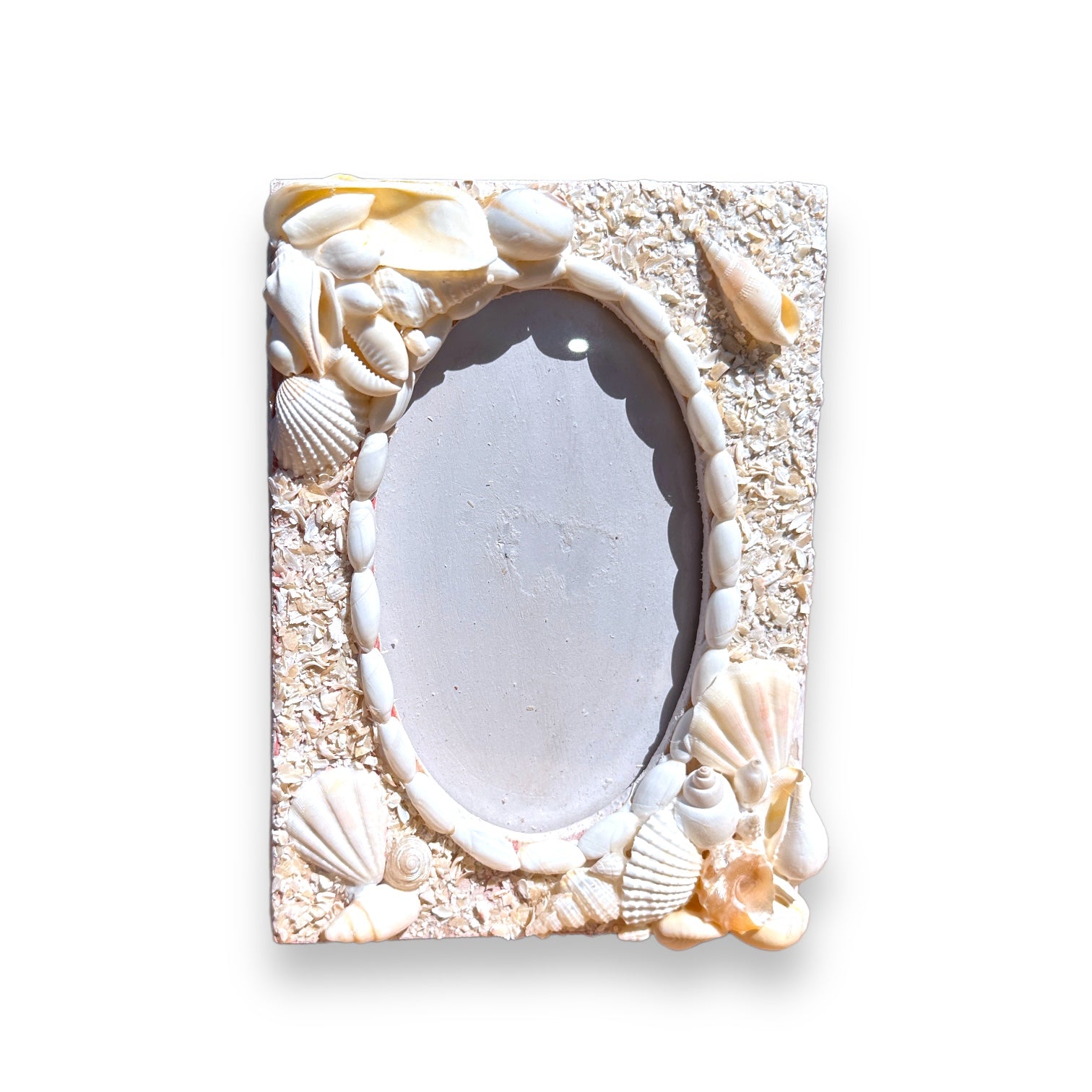 Genuine White Seashell Picture Frame -  For 4x6 Photo - Mellow Monkey