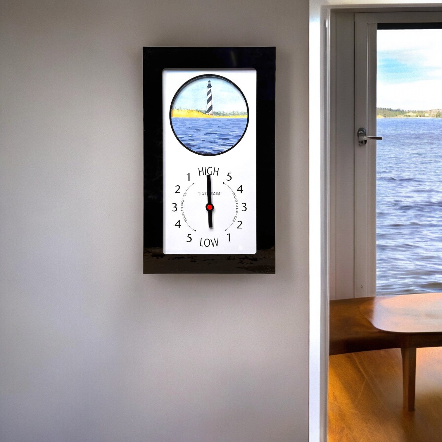 Tidepieces - Cape Hatteras Light Tide Clock - Black Flat Panel - Mellow Monkey